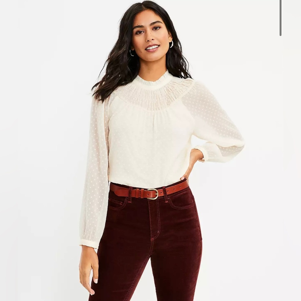 Loft Top Blouse, Size Medium, Ivory, NWT